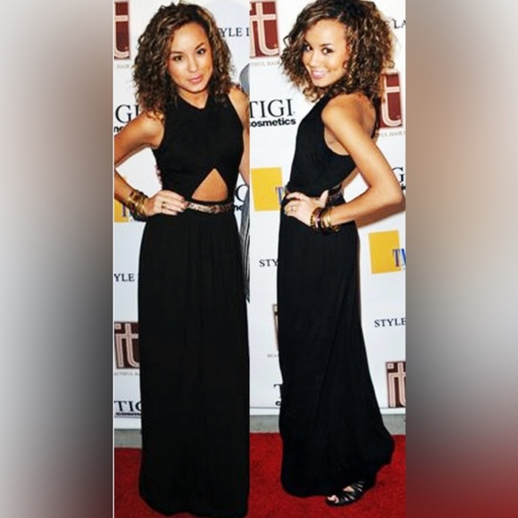 EUC Silence + Noise Knit Cutout Midriff Maxi Dress Size Large - Picture 3 of 9